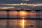 Saltburn pier at sunset. North east coastal town in England.