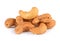 Salted cashew nut on white background