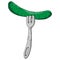 Salted cucumber on fork icon. Vector illustration of a fork with cucumber.  Hand drawn cucumber