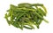 Salted dried green beans on a white background