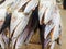 Salted fish, preserved dried food, at the seafood market.