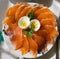 Salted salmon on the plate