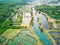 Salterns, areas with hypersaline water for natural salt-works, near Les Sables d\\\'Olonne, Pays de la Loire, France