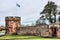 Saltire flying over Dirleton Castle