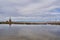 Saltpans in traditional salt production close to sicilian city Trapani in italy