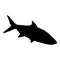 Saltwater fish sardine isolated black silhouette. Marine animal. White background. Vector illustration clipart