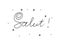 Salut phrase handwritten with a calligraphy brush. Hello in French. Modern brush calligraphy. Isolated word black