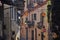 Saluzzo old town area. Piemonte, Italy. Street view