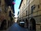 Saluzzo town, Piedmont region, Italy. Art, history, arches and splendid alley