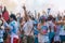 Salvador, Bahia, Brazil - August 23, 2015: Many people and athletes have fun during the race of colors