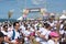 Salvador, Bahia, Brazil - August 23, 2015: Thousands of people are seen running at the start of the marathon of colors