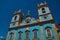 SALVADOR, BRAZIL: The Largo do Pelourinho. Blue Catholic Church Nossa Senhora do Ros rio dos Pretos