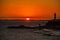 SALVADOR, BRAZIL: Portrait of the Farol da Barra Salvador Brazil lighthouse. Beautiful landscape with verm at sunset