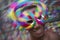 Salvador Carnival Samba Dancing Brazilian Man Smiling in Colorful Mask