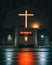 Salvation and Deliverance Church at night, in Harlem, Manhattan, New York