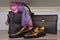 Salvatore Ferragamo for Men, Handmade Leather Shoes and Bags, Purple and Pink Scarf