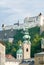 Salzburg Castle framed by church towers II