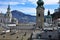 Salzburg cityscape belltowers and the Alps, Austria.