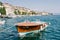 SalÃ² Lake Garda, Italy: Riva luxury motorboat anchored on the lakefront