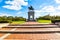 Sam Houston, Founder of Houston Texas, on his horse and pedestal at Hermann Park, Houston Texas, USA on a gorgeous blue sky day.