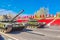 Samara, May 2018: Russian main tank T-72B3 with dynamic armor in the city