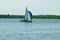 Samara, Russia - August 06, 2016. the sails filled with wind