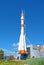 SAMARA, RUSSIA- AUGUST 2017: Soyuz rocket monument