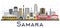 Samara Russia City Skyline with Color Buildings Isolated on Whit
