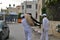 Samaritan people at traditional Passover sacrifice in Mount Gerizim near the west bank city of Nablus 2017 ISRAEL lamb