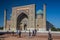 SAMARKAND, UZBEKISTAN: APRIL 27, 2018: Sher Dor Madrasa in Samarkand, Uzbekist