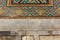 SAMARKAND, UZBEKISTAN: APRIL 28, 2018: Detail of a wall of Sher Dor Madrasa in Samarkand, Uzbekist