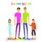 Same Couple Gay Man Family with Kids Colorful