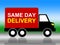 Same Day Delivery Indicates Fast Shipping And Distributing