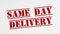 Same day delivery title stamp animation