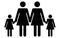 Same gender family silhouette with kids, vector illustration