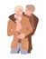 Same-sex couple on a date in cold weather. Gentle hugs of men in love in coat. Homosexuals enjoy romantic meeting. Guys