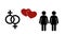 Same-sex couple flat icon. Gender Signs. Female symbols.