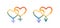 Same sex signs in heart shape and rainbow colors. LGBTQ marriage. Homosexual couple. Pride month support flat style