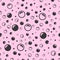 sameless pattern of black soap bubbles on a light pink background and beautiful cute wallpaper
