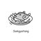 Samgyetang icon. Traditional korean dish.line vector illustration