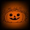 Samhain background: jack o`lantern and the blessed samhain lettering
