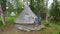 Sami huts in Fatmomake kyrkstad on the Wilderness Road in Vasterbotten, Sweden