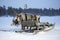 Sami reindeer sled on a snow-covered field