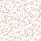 Samless pretty bamboo pink and orange leaves pattern. White background.