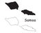 Samoa Country Map. Black silhouette and outline isolated on white background. EPS Vector