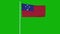 Samoa flag waving on wind on green screen or chroma key background. 3d rendering