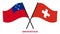 Samoa and Switzerland Flags Crossed And Waving Flat Style. Official Proportion. Correct Colors