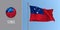 Samoa waving flag on flagpole and round icon vector illustration