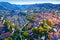 Samobor cityscape and surrounding hills aerial panoramic view