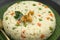 Samolina or rava upma with grey background